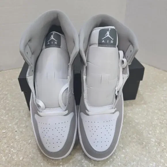 Nike Air Jordan 1 Mid SE White Medium Grey Cool Grey HF3216-100 Men's Size 11.5 - Picture 5 of 7